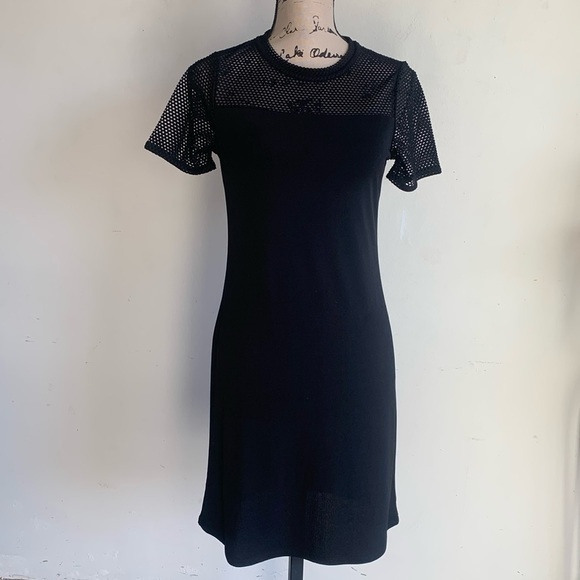 MICHAEL KORS Mesh Trim Mini Length Black Dress Sz XS NWT